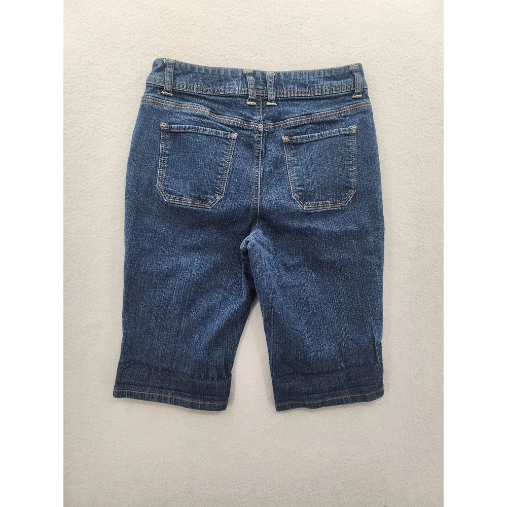 St Johns Bay Womens Size 4 Dark Wash Denim‎ Bermuda Shorts Stretch Jean Shorts